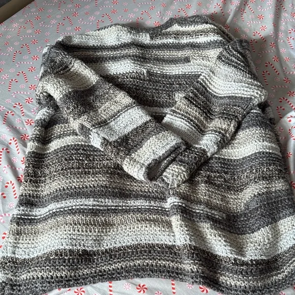 J. Jill Gray and Cream Striped Cardigan - Picture 3 of 7